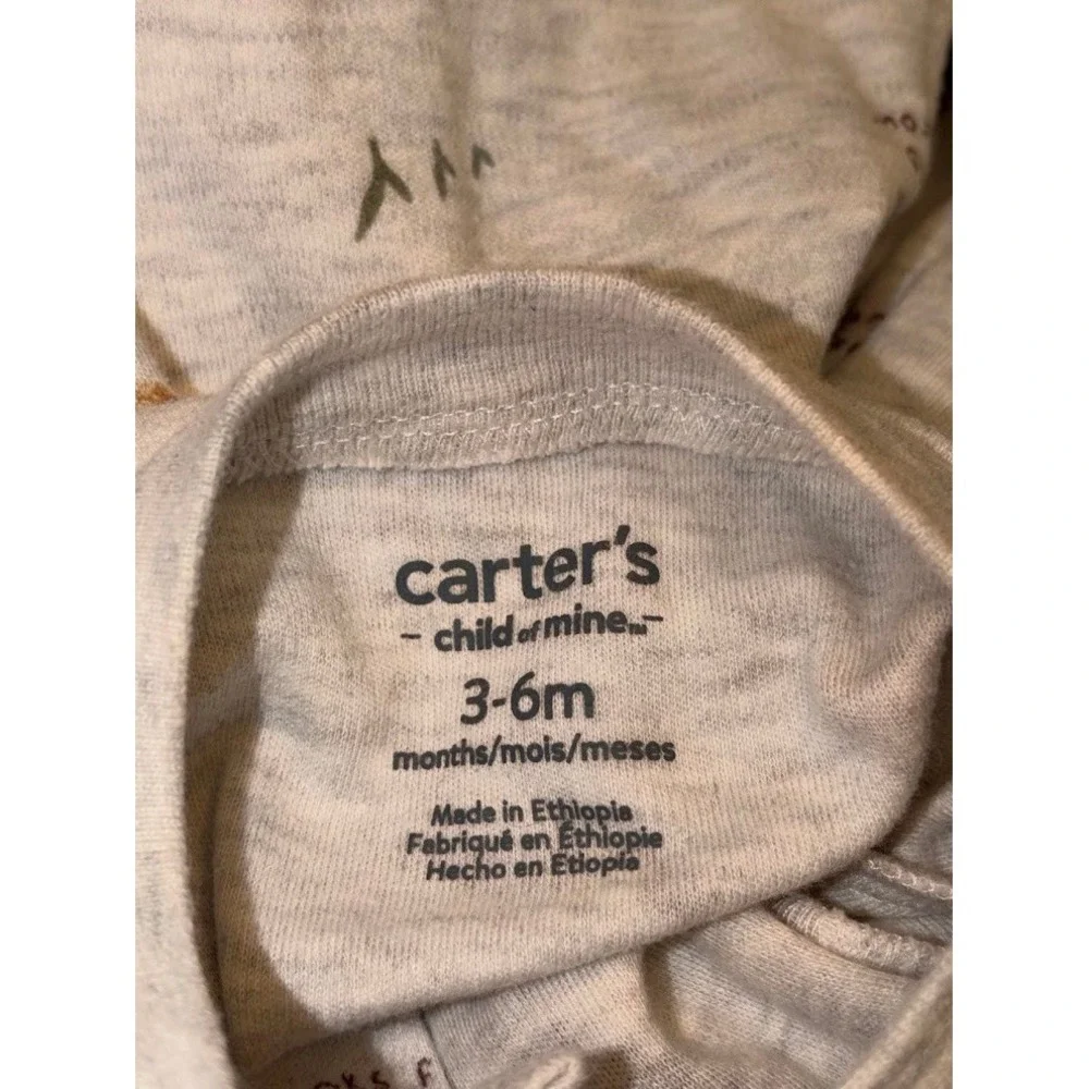 Carters Child of Mine Baby Boys Gray Tractor Print Footed Sleeper Pajamas 3-6M
